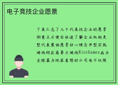 电子竞技企业愿景